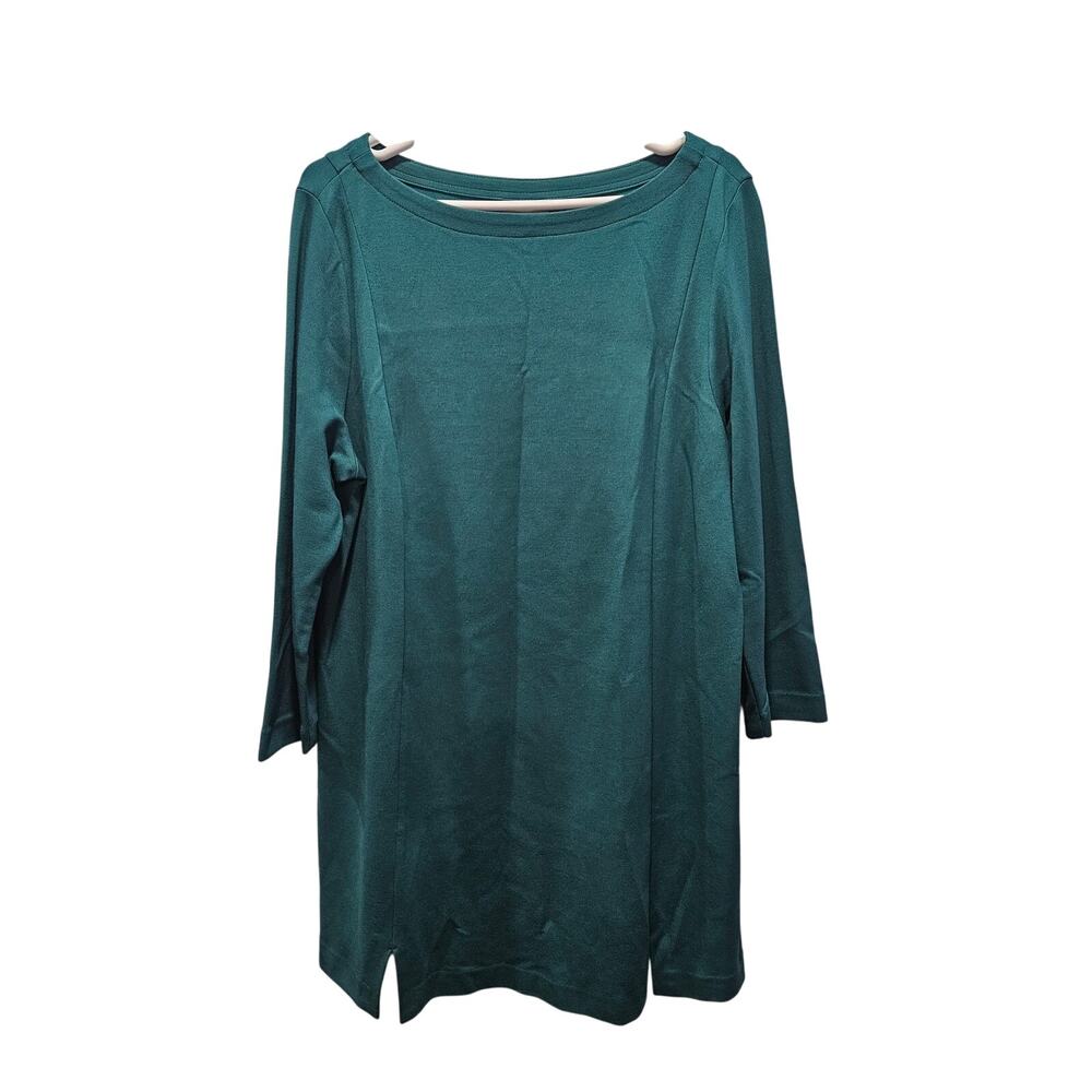 J. Jill Dress Women Large Ponte Knit Green Minimalist Lagenlook Tunic Sz L